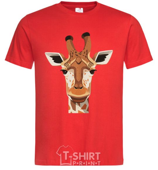 Men's T-Shirt Giraffe art red фото