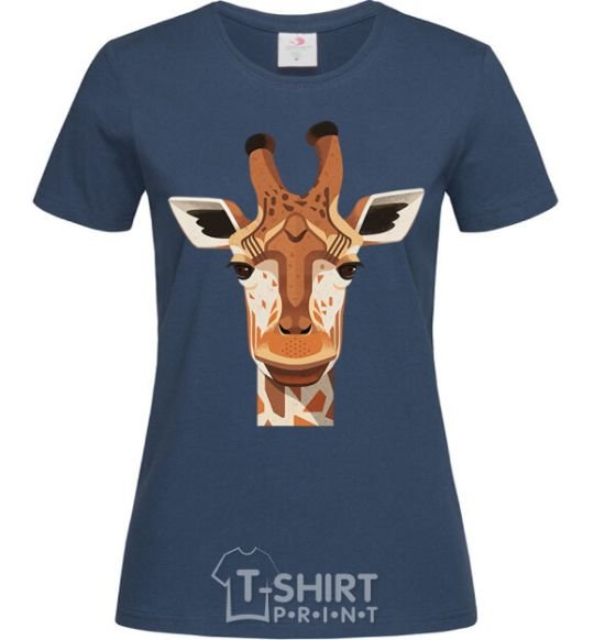 Women's T-shirt Giraffe art navy-blue фото