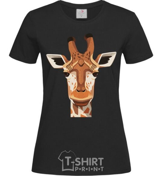 Women's T-shirt Giraffe art black фото