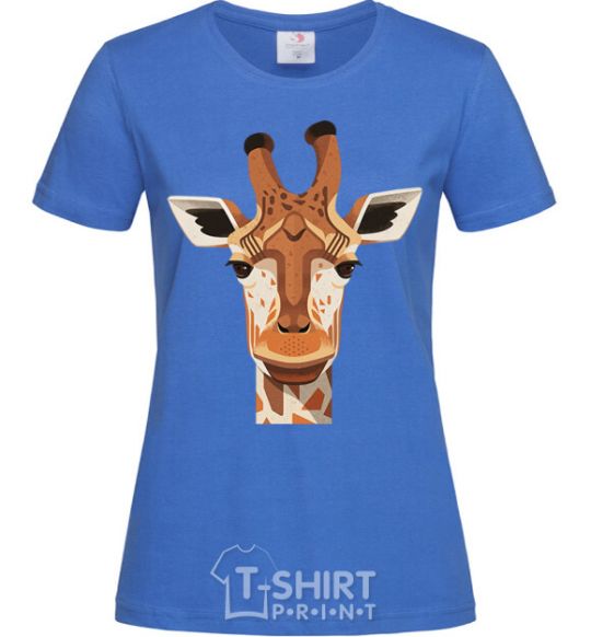 Women's T-shirt Giraffe art royal-blue фото