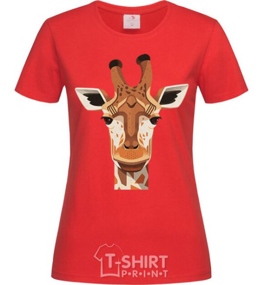 Women's T-shirt Giraffe art red фото