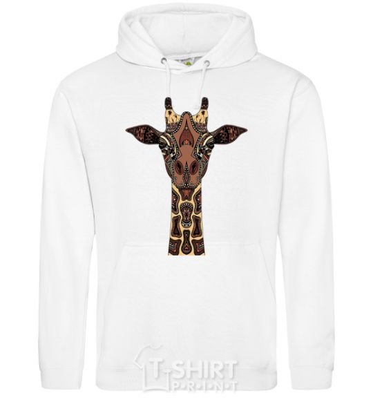 Men`s hoodie Giraffe in drawings White фото