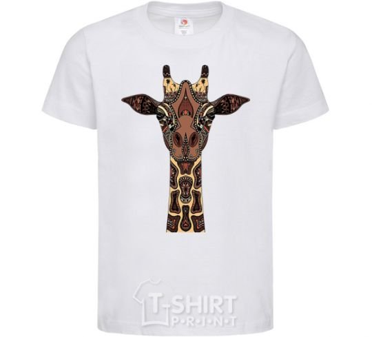 Kids T-shirt Giraffe in drawings White фото