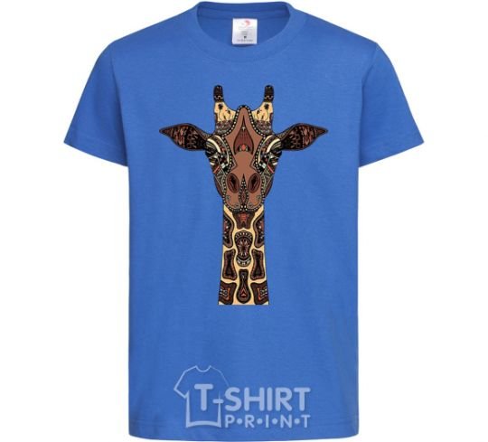 Kids T-shirt Giraffe in drawings royal-blue фото