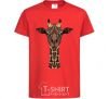 Kids T-shirt Giraffe in drawings red фото