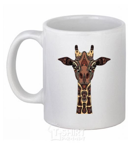 Ceramic mug Giraffe in drawings White фото