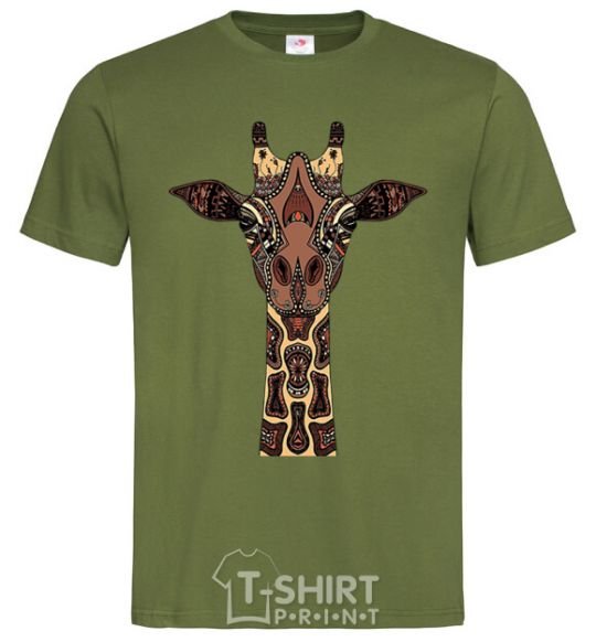 Мужская футболка Жираф в рисунках Оливковый фото