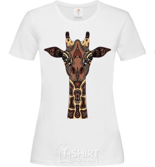 Women's T-shirt Giraffe in drawings White фото