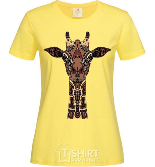 Women's T-shirt Giraffe in drawings cornsilk фото