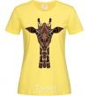 Women's T-shirt Giraffe in drawings cornsilk фото