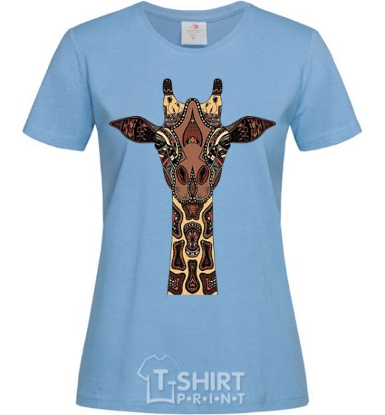 Женская футболка Жираф в рисунках Голубой фото