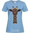 Women's T-shirt Giraffe in drawings sky-blue фото