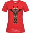 Women's T-shirt Giraffe in drawings red фото