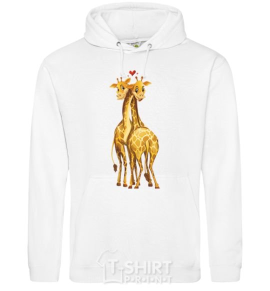 Men`s hoodie Giraffes hugging White фото