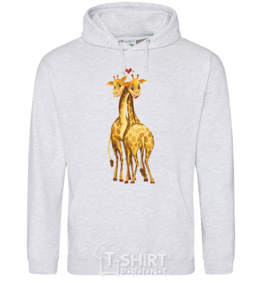 Men`s hoodie Giraffes hugging sport-grey фото