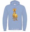 Men`s hoodie Giraffes hugging sky-blue фото