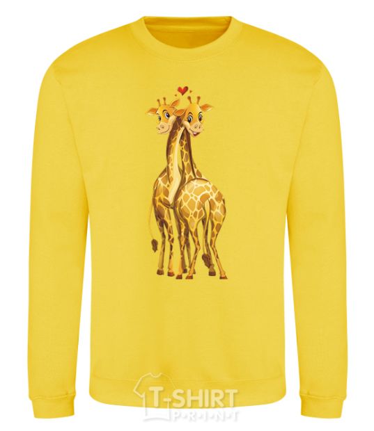 Sweatshirt Giraffes hugging yellow фото