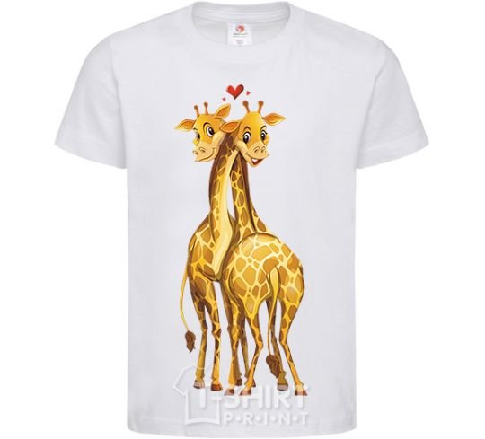 Kids T-shirt Giraffes hugging White фото