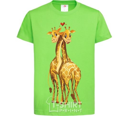 Kids T-shirt Giraffes hugging orchid-green фото