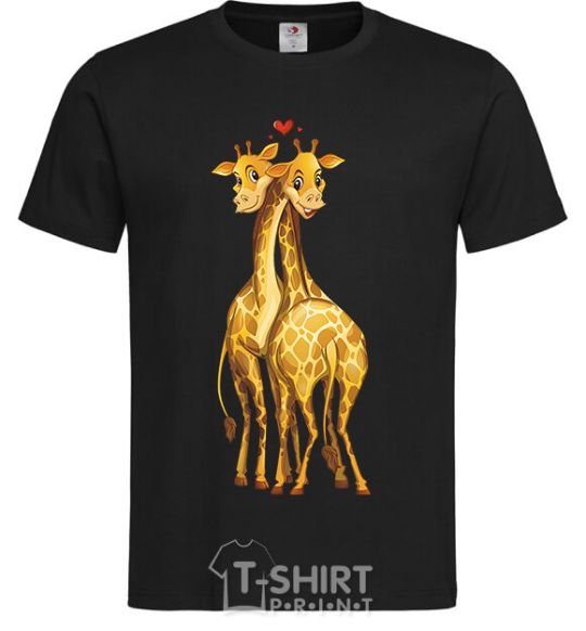 Men's T-Shirt Giraffes hugging black фото