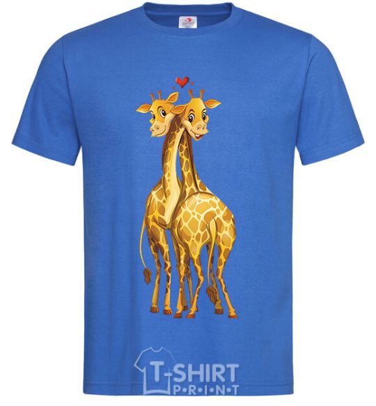 Men's T-Shirt Giraffes hugging royal-blue фото