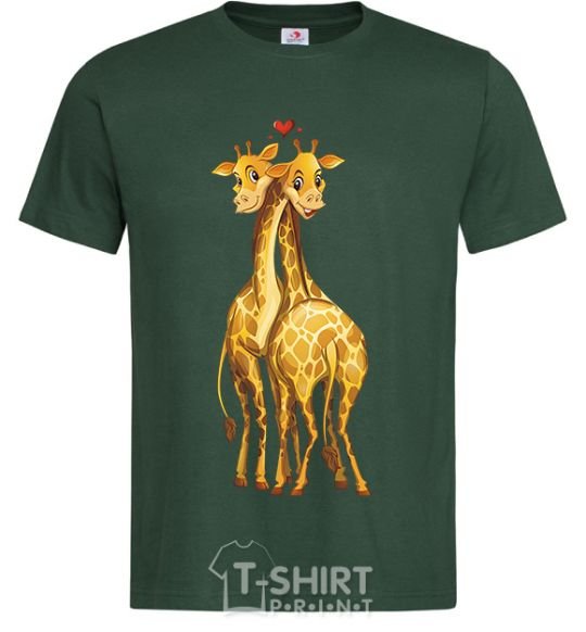 Men's T-Shirt Giraffes hugging bottle-green фото