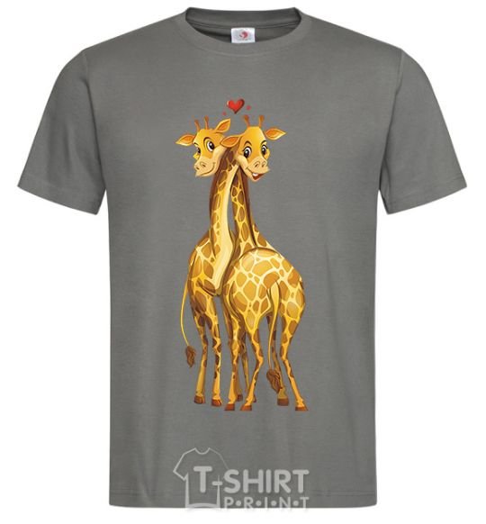 Men's T-Shirt Giraffes hugging dark-grey фото