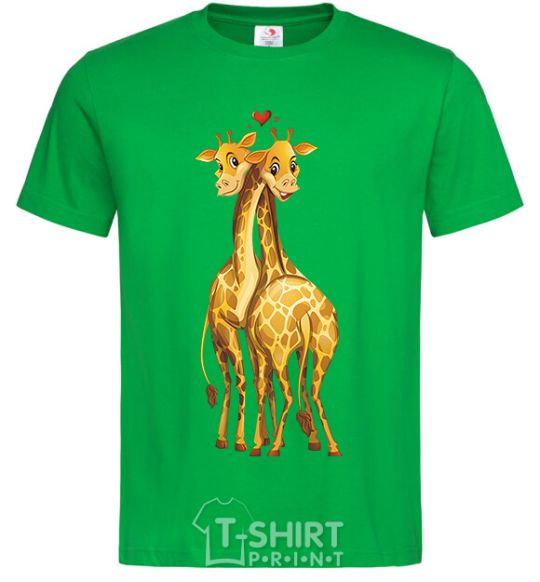 Мужская футболка Жирафики обнимаются Зеленый фото
