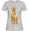 Women's T-shirt Giraffes hugging grey фото