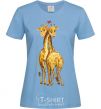 Women's T-shirt Giraffes hugging sky-blue фото