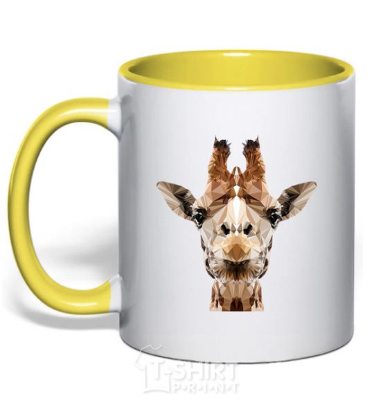Mug with a colored handle Crystal giraffe yellow фото