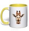 Mug with a colored handle Crystal giraffe yellow фото