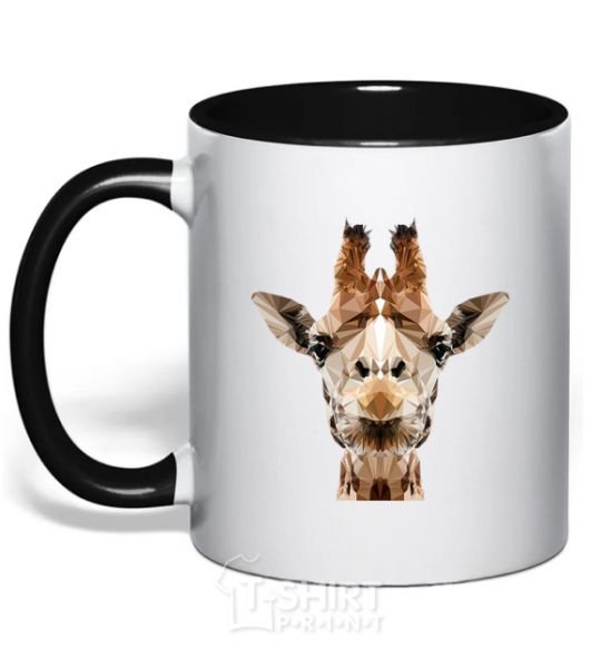 Mug with a colored handle Crystal giraffe black фото
