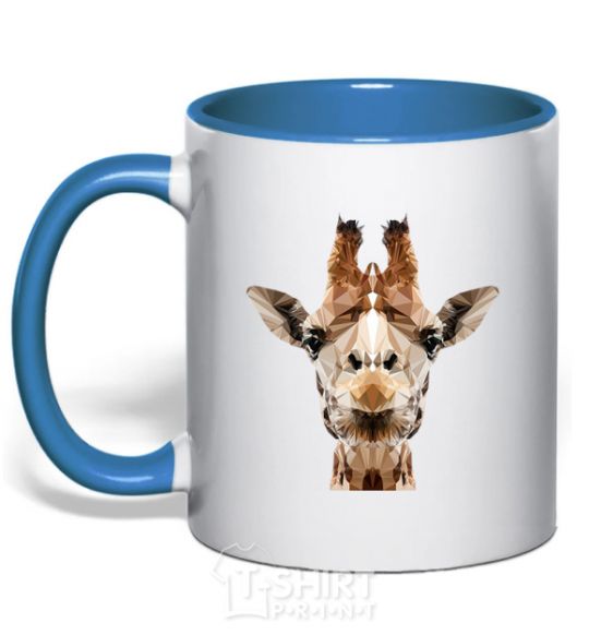 Mug with a colored handle Crystal giraffe royal-blue фото