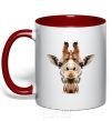 Mug with a colored handle Crystal giraffe red фото