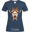Women's T-shirt Crystal giraffe navy-blue фото