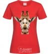 Women's T-shirt Crystal giraffe red фото