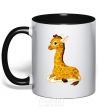 Mug with a colored handle A giraffe lying down black фото