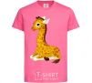 Kids T-shirt A giraffe lying down heliconia фото