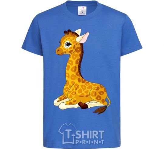 Kids T-shirt A giraffe lying down royal-blue фото