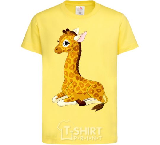 Kids T-shirt A giraffe lying down cornsilk фото