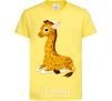 Kids T-shirt A giraffe lying down cornsilk фото