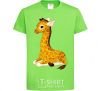 Kids T-shirt A giraffe lying down orchid-green фото