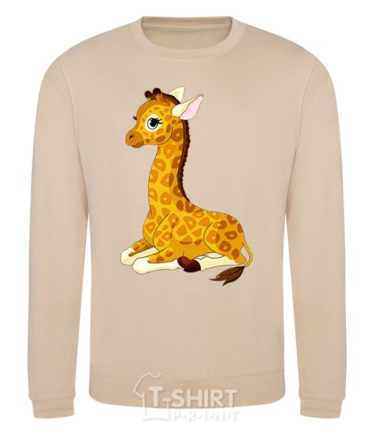 Sweatshirt A giraffe lying down sand фото