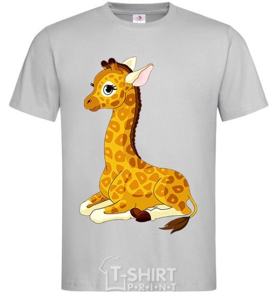Men's T-Shirt A giraffe lying down grey фото