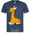 Men's T-Shirt A giraffe lying down navy-blue фото