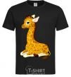 Men's T-Shirt A giraffe lying down black фото