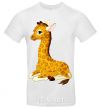 Men's T-Shirt A giraffe lying down White фото