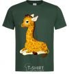 Men's T-Shirt A giraffe lying down bottle-green фото