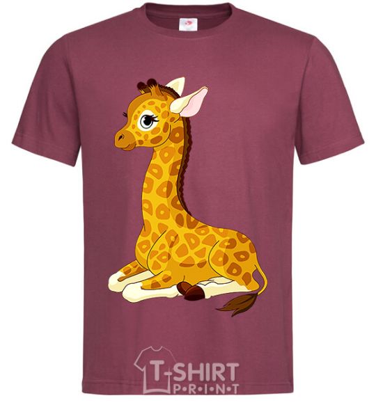 Men's T-Shirt A giraffe lying down burgundy фото